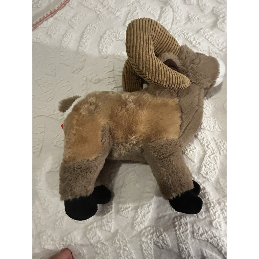 Wild Republic Big‎ Horn Ram Sheep Goat Plush Brown Stuffed Animal 10" Used